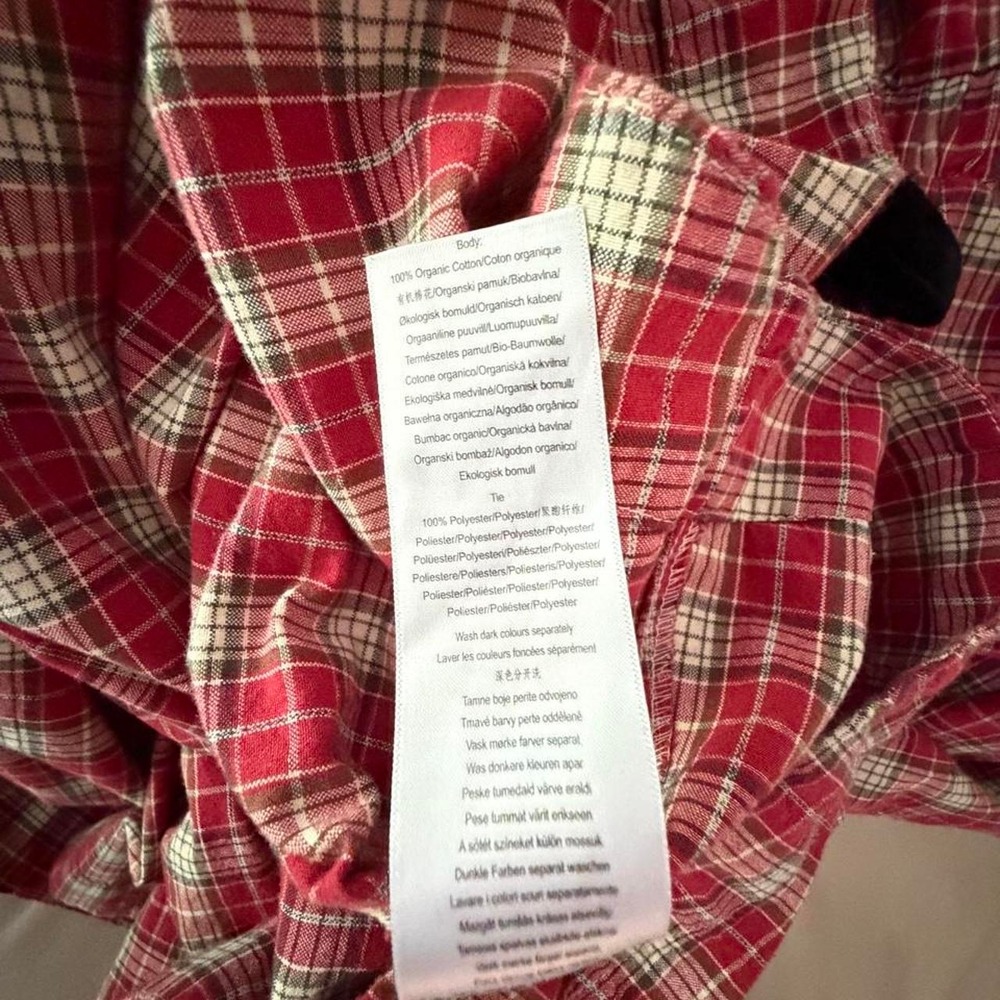 Damson Madder red and white plaid maxi dress with black velvet ribbon detail - Picture 6 of 6